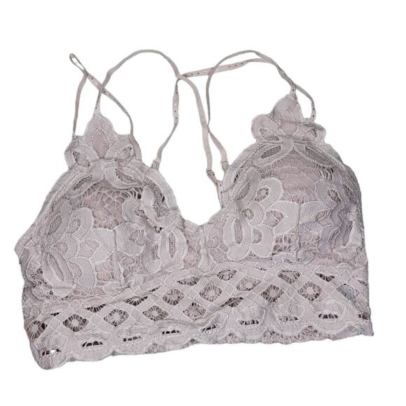 Altar'd State Ice Pink Crochette Bralette Criss Cross Strappy Back S - Picture 2 of 6